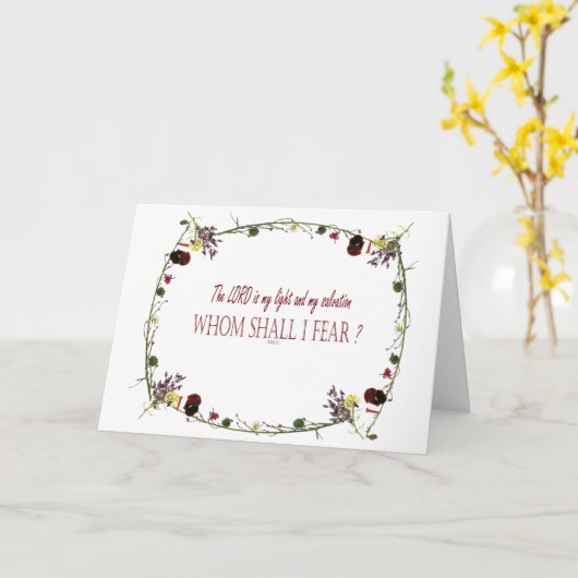 詩篇27:1、主よ、私はグリーティングカードを恐れる カード (黄色い花)