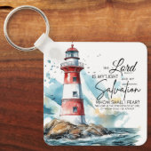 詩篇27:1 聖書 主は私の光、救い キーホルダー (正面)