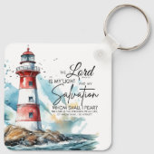 詩篇27:1 聖書 主は私の光、救い キーホルダー (裏面)