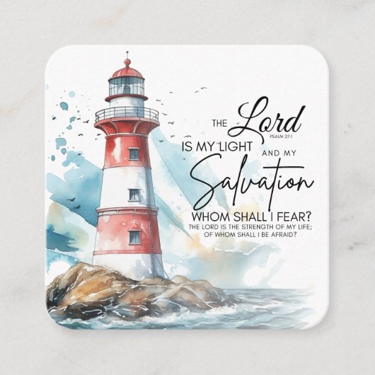 詩篇27:1 聖書 主は私の光、救い スクエア名刺 (正面)