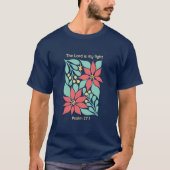 詩篇27:1 花のクリスマスデザイン「主は私の光」 Tシャツ (正面)
