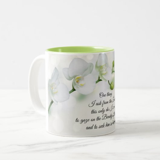 詩篇27:4私は主か頼ら、聖書の一つ ツートーンマグカップ (正面左)