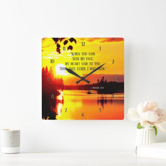 詩篇27:8あなたの顔主わたしは聖書を求める スクエア壁時計 (ホーム)