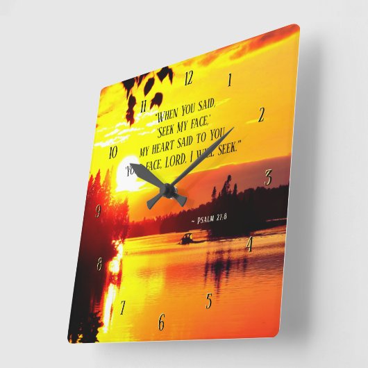 詩篇27:8あなたの顔主わたしは聖書を求める スクエア壁時計 (傾斜)