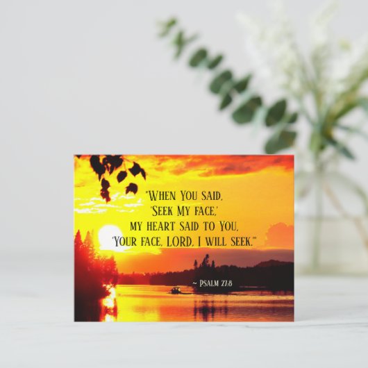 詩篇27:8あなたの顔主わたしは聖書を求める ポストカード (スタンド正面)