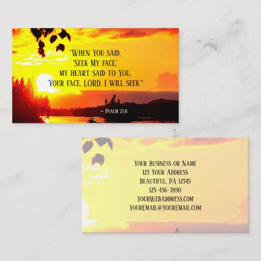 詩篇27:8あなたの顔主わたしは聖書を求める 名刺 (正面/裏面)