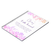 詩篇28:7明るいピンクの薄紫フローラ信仰祈りの言葉 ノートブック (左側)