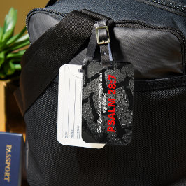 詩篇28:7聖書の聖句とオートバイのタイヤトレッド ラゲッジタグ