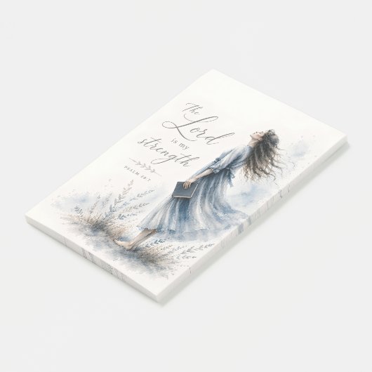 詩篇28:7 水彩画の「主は私の力」デザイン ポストイット (アングル)