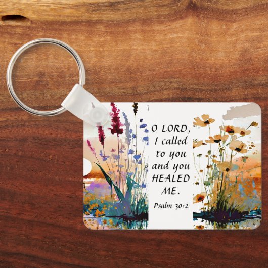 詩篇30:2主よ主よ私にキリスト教の聖書を癒してくれた キーホルダー (裏面)