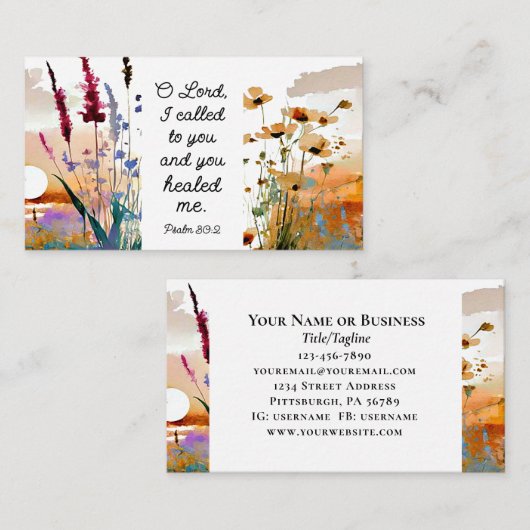 詩篇30:2主よ主よ私にキリスト教の聖書を癒してくれた 名刺 (正面/裏面)