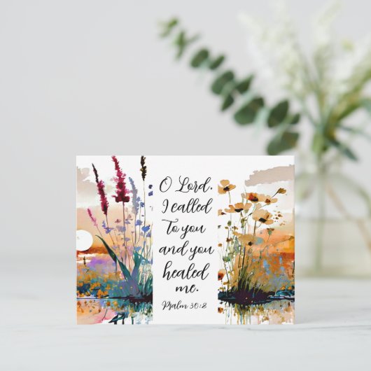 詩篇30:2主よ私を癒してくれたキリスト教の聖書カード (スタンド正面)