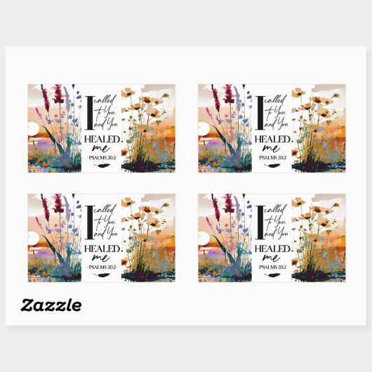 詩篇30:2主よ私を癒してくれたキリスト教の聖書 長方形シール (シート)