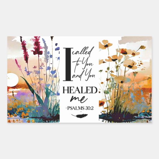 詩篇30:2主よ私を癒してくれたキリスト教の聖書 長方形シール (正面)