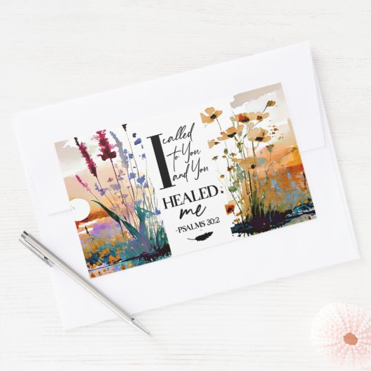 詩篇30:2主よ私を癒してくれたキリスト教の聖書 長方形シール (封筒)