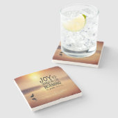 詩篇30:5朝の来聖書節の喜び ストーンコースター (横)