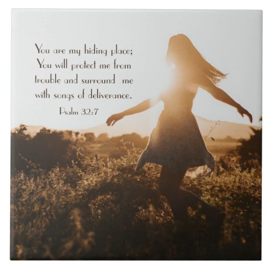 詩篇32:7あなた方は私の隠れ場所である聖書の聖句 タイル (正面)
