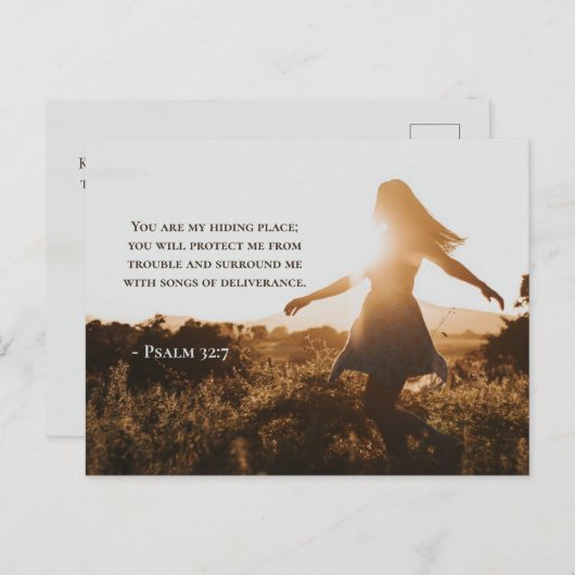 詩篇32:7あなた方は私の隠れ場所である聖書の聖句 ポストカード (正面/裏面)