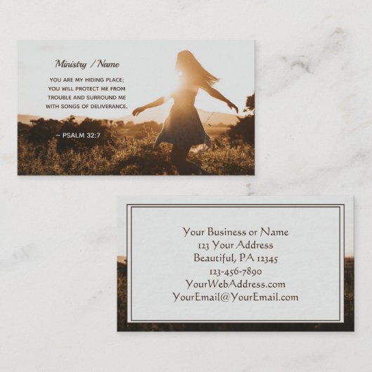 詩篇32:7あなた方は私の隠れ場所である聖書の聖句 名刺 (正面/裏面)