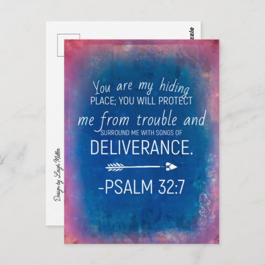 詩篇32:7聖書の名言カード - ポストカード (正面/裏面)