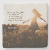 詩篇32:7 あなたは私の隠れ場所 聖書の言葉 ストーンコースター (正面)