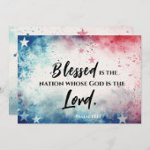 詩篇33:12は賛美国のバイブルのフラットカード (正面/裏面)