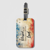 詩篇33:12は賛美米国国旗の聖書である ラゲッジタグ (正面縦)