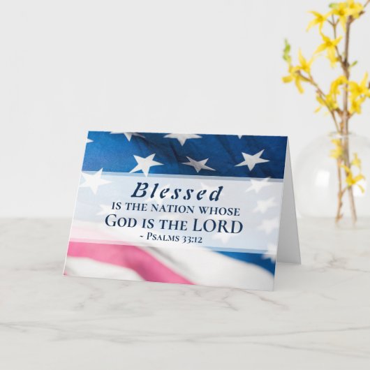 詩篇33:12節 アメリカ合衆国の国旗 カード (黄色い花)