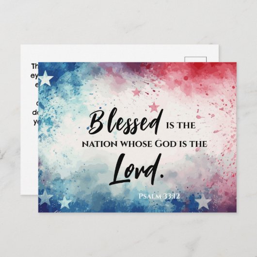 詩篇33:12節 アメリカ合衆国の国旗 聖書 ポストカード (正面/裏面)