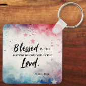 詩篇33:12賛美は国の聖句である キーホルダー (裏面)