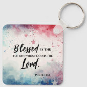 詩篇33:12賛美は国の聖句である キーホルダー (裏面)