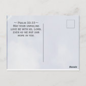 詩篇33:18彼の絶え間ない愛の中の希望、聖なる書物、 経典 ポストカード (裏面)