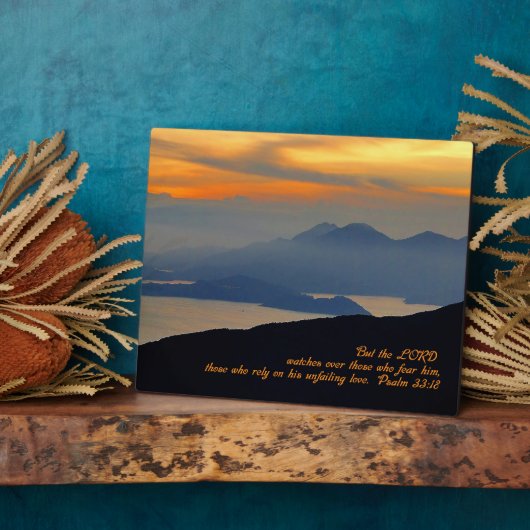 詩篇33:18 感動的 フォトプラーク (側面)