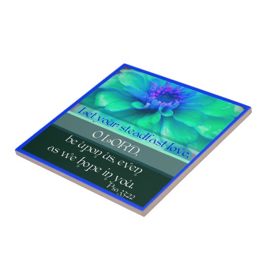 詩篇33:22とジンニアの花 タイル (側面)