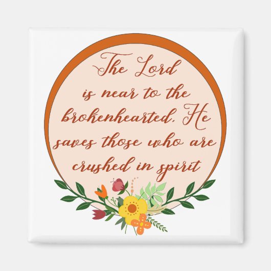 詩篇34節、主は失恋の者に近い マグネット (正面)