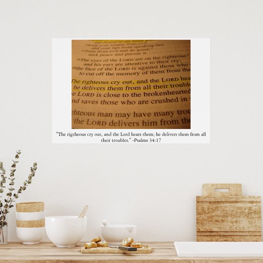 詩篇34:17 ポスター (キッチン)