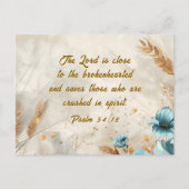 詩篇34:18主は心の兄弟なる聖書に近い ポストカード (正面)