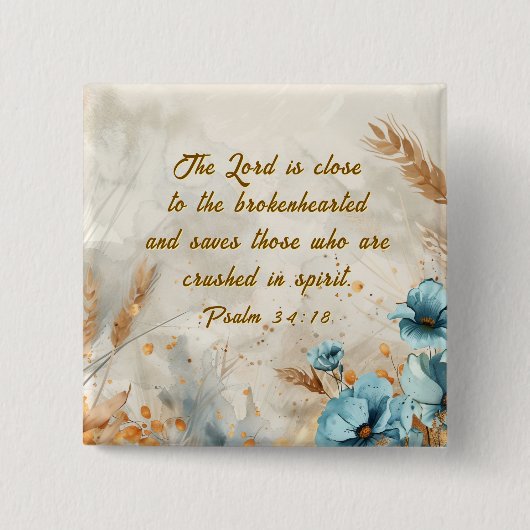 詩篇34:18主は心の兄弟なる聖書に近い 缶バッジ (正面)
