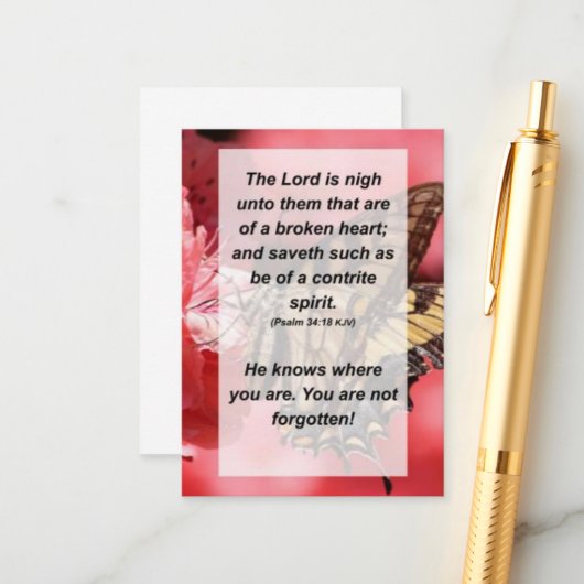 詩篇34:18 主は心の痛む者 エンクロージャーカード (正面/裏面インサイチュ)