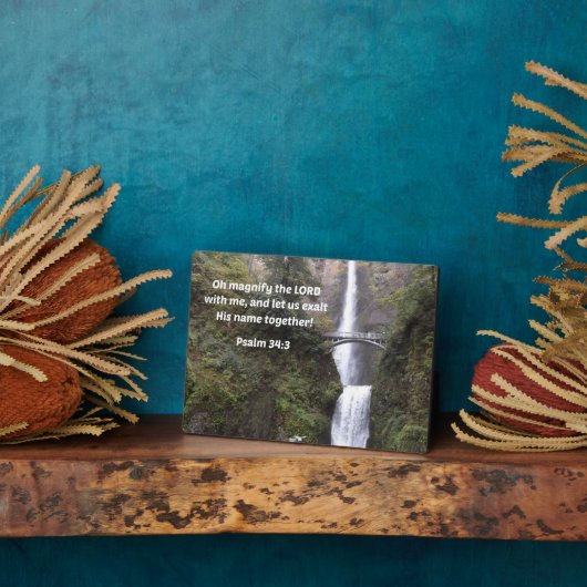 詩篇34:3ああ、わたしとともに主を拡大しなさい フォトプラーク (側面)