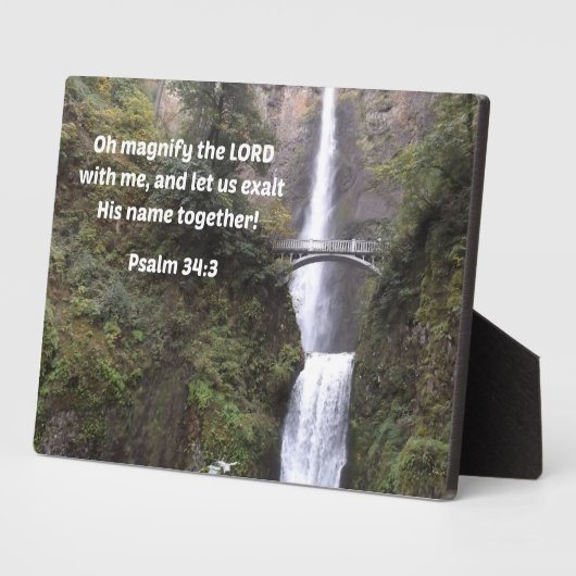 詩篇34:3ああ、わたしとともに主を拡大しなさい フォトプラーク (側面)