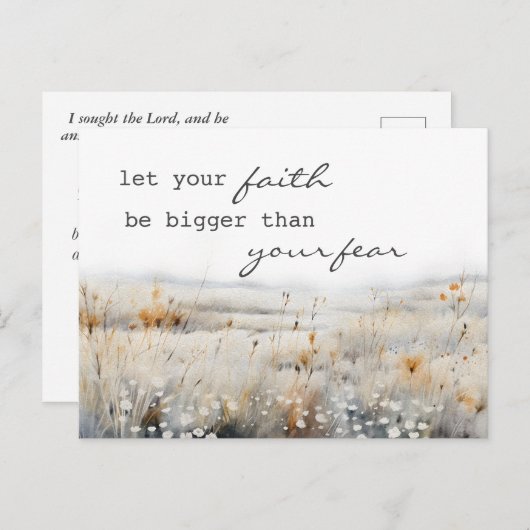 詩篇34:4聖書と引用文感動的クリスチャン ポストカード (正面/裏面)