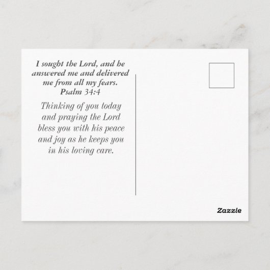 詩篇34:4聖書と引用文感動的クリスチャン ポストカード (裏面)