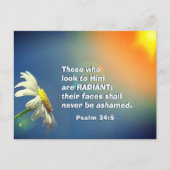 詩篇34:5彼を仰ぐ者は輝く聖書である ポストカード (正面)