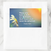 詩篇34:5彼を仰ぐ者は輝く聖書である 長方形シール (バッグ)