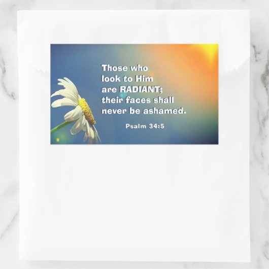 詩篇34:5彼を仰ぐ者は輝く聖書である 長方形シール (バッグ)