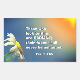 詩篇34:5彼を仰ぐ者は輝く聖書である 長方形シール