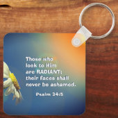 詩篇34:5 彼を見つめる者は輝く 聖書 キーホルダー (裏面)