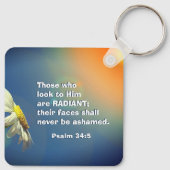 詩篇34:5 彼を見つめる者は輝く 聖書 キーホルダー (裏面)