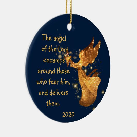 詩篇34:7主エンカンファスカーの天使のまわりに節 セラミックオーナメント (右)